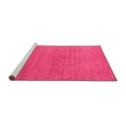 Sideview of Machine Washable Abstract Pink Contemporary Rug, wshcon2497pnk