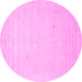 Round Machine Washable Solid Pink Modern Rug, wshcon2498pnk