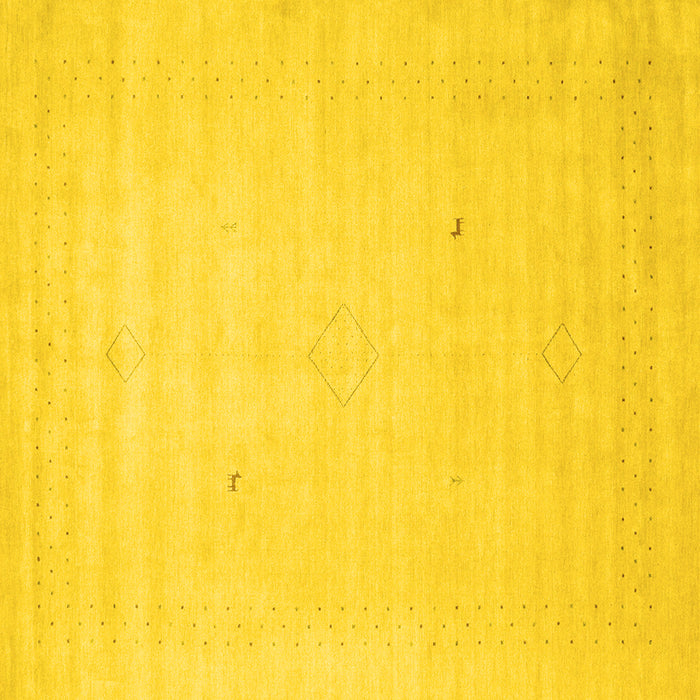 Square Machine Washable Solid Yellow Modern Rug, wshcon2498yw