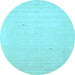 Round Machine Washable Solid Light Blue Modern Rug, wshcon2498lblu