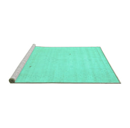 Sideview of Machine Washable Solid Turquoise Modern Area Rugs, wshcon2498turq