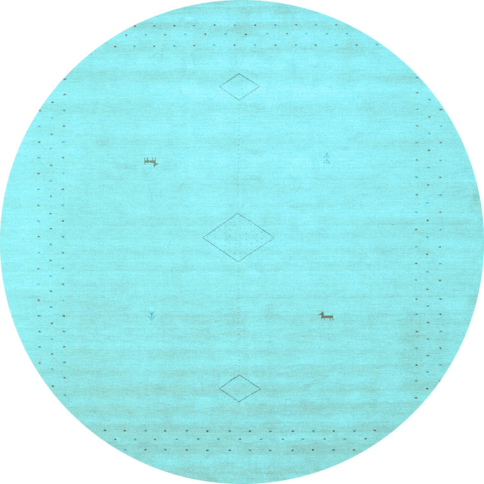 Round Solid Light Blue Modern Rug, con2498lblu