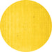 Round Machine Washable Solid Yellow Modern Rug, wshcon2498yw