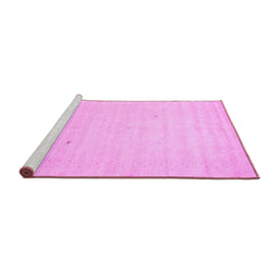 Sideview of Machine Washable Solid Pink Modern Rug, wshcon2498pnk