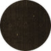 Round Abstract Brown Contemporary Rug, con2499brn