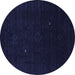 Round Abstract Blue Contemporary Rug, con2499blu