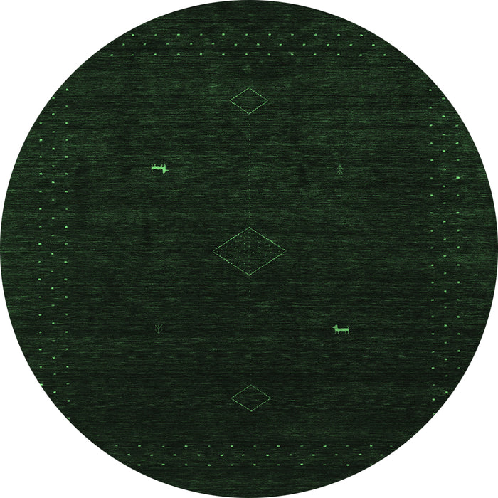 Round Abstract Emerald Green Contemporary Rug, con2499emgrn