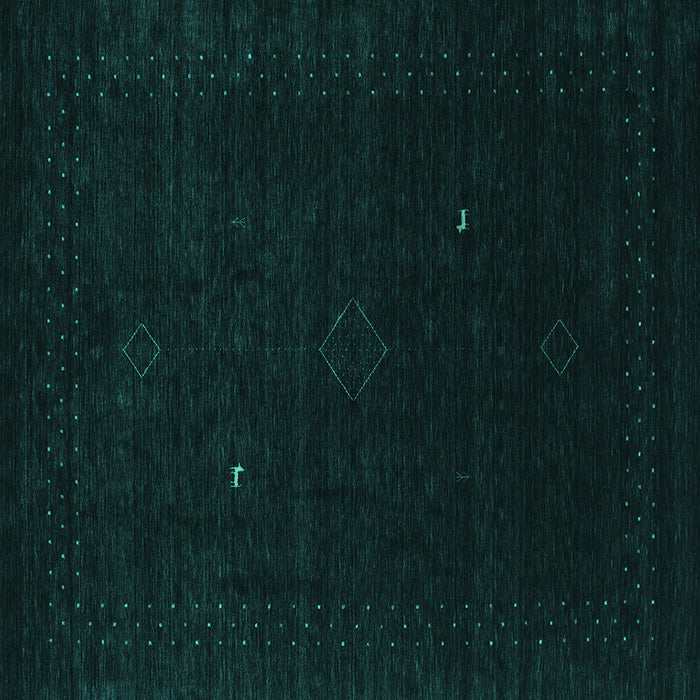 Square Machine Washable Abstract Turquoise Contemporary Area Rugs, wshcon2499turq