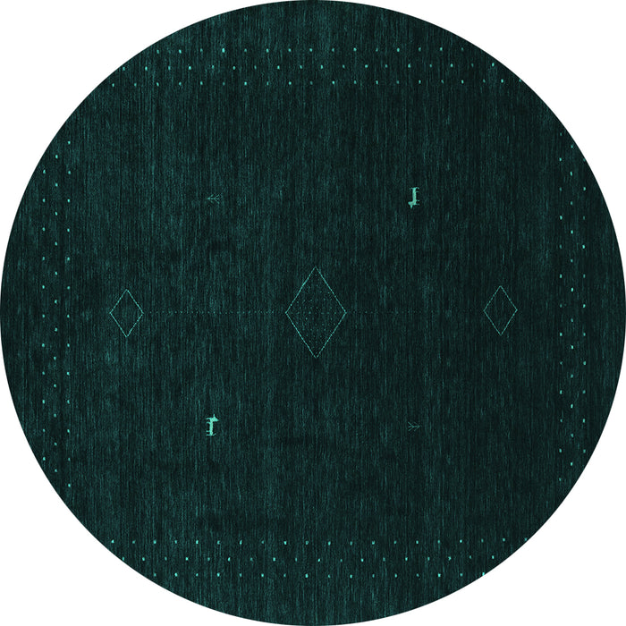 Round Abstract Turquoise Contemporary Rug, con2499turq
