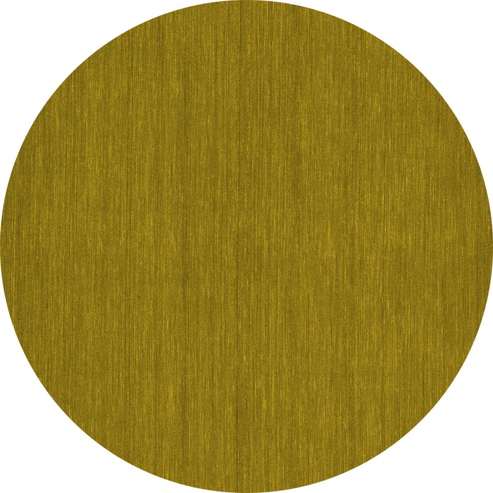 Round Machine Washable Abstract Yellow Contemporary Rug, wshcon249yw
