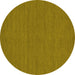 Round Machine Washable Abstract Yellow Contemporary Rug, wshcon249yw