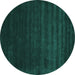 Round Abstract Turquoise Contemporary Rug, con24turq