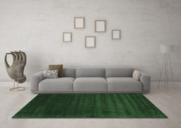 Machine Washable Abstract Emerald Green Contemporary Area Rugs in a Living Room,, wshcon24emgrn