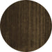 Round Abstract Brown Contemporary Rug, con24brn