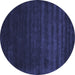 Round Machine Washable Abstract Blue Contemporary Rug, wshcon24blu