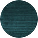 Round Abstract Light Blue Contemporary Rug, con24lblu