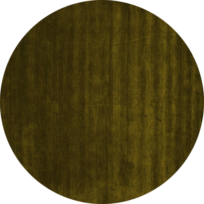 Round Abstract Yellow Contemporary Rug, con24yw