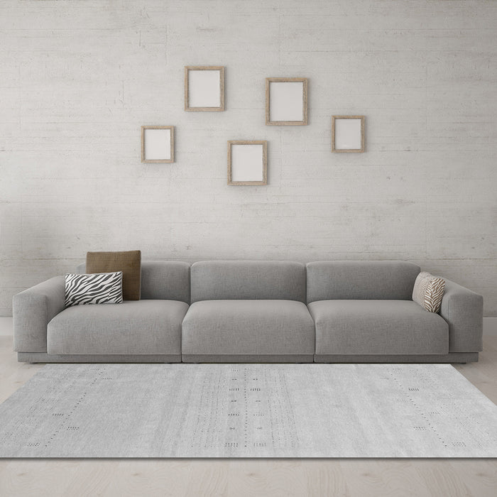 Machine Washable Solid Gray Modern Rug in a Living Room,, wshcon2500gry