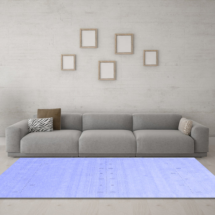 Machine Washable Solid Blue Modern Rug in a Living Room, wshcon2500blu
