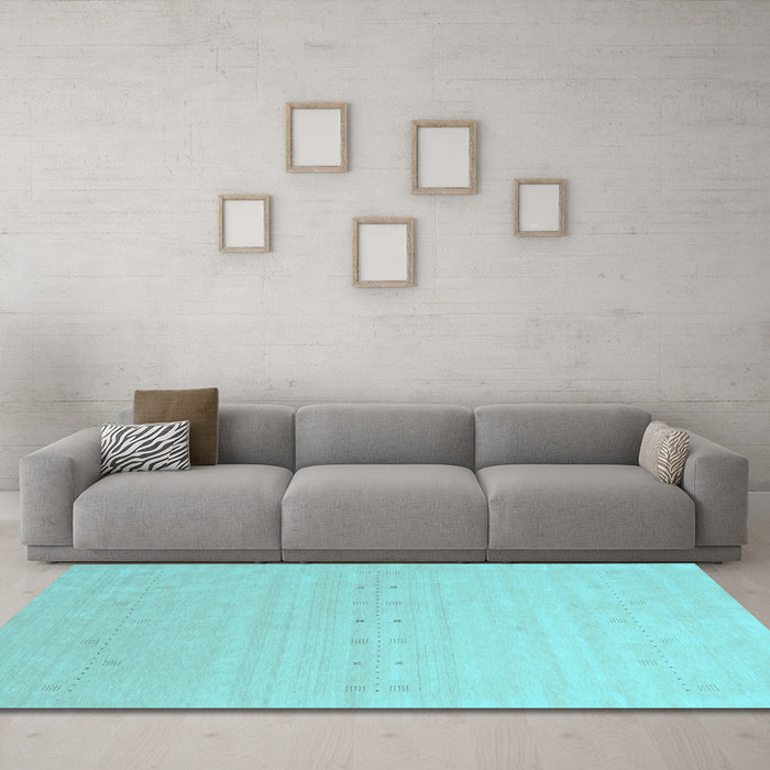 Machine Washable Solid Light Blue Modern Rug in a Living Room, wshcon2500lblu