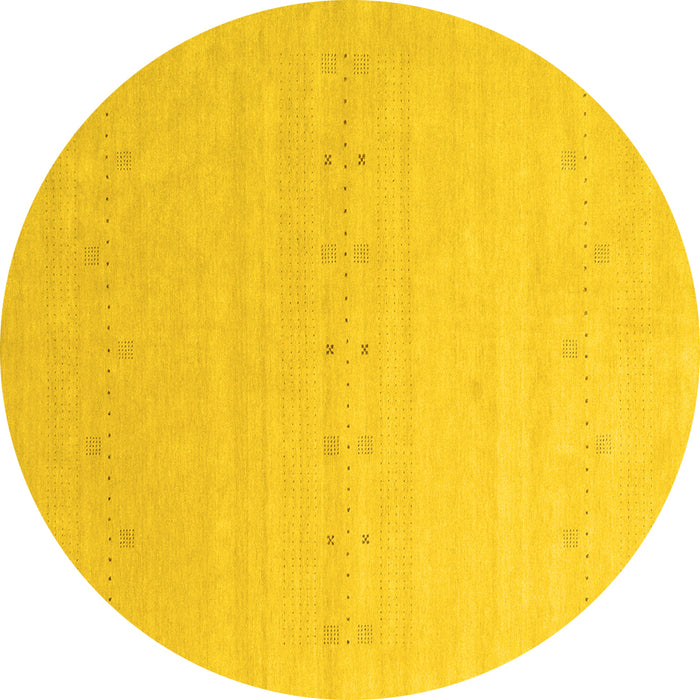 Round Solid Yellow Modern Rug, con2500yw