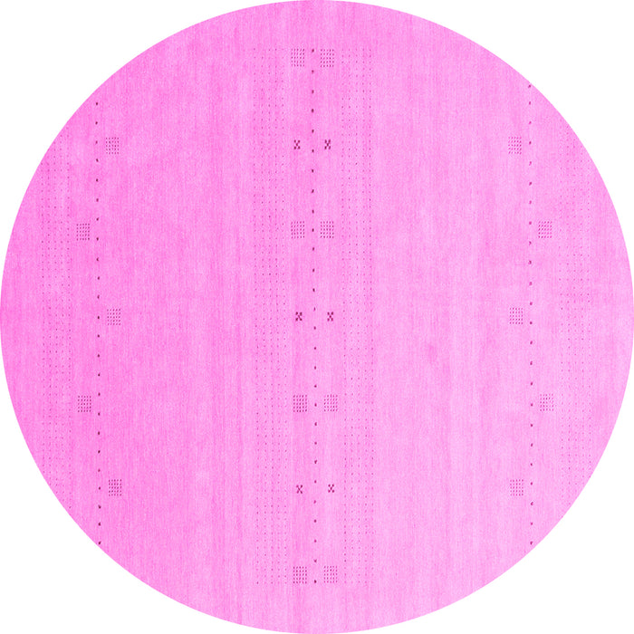 Round Machine Washable Solid Pink Modern Rug, wshcon2500pnk