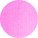 Round Machine Washable Solid Pink Modern Rug, wshcon2500pnk