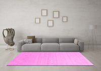 Machine Washable Solid Pink Modern Rug, wshcon2500pnk