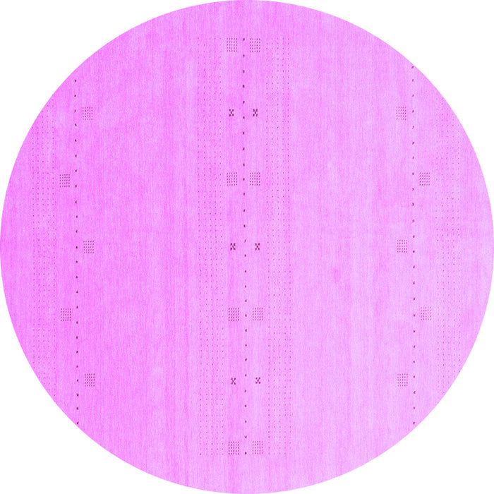 Round Machine Washable Solid Purple Modern Area Rugs, wshcon2500pur