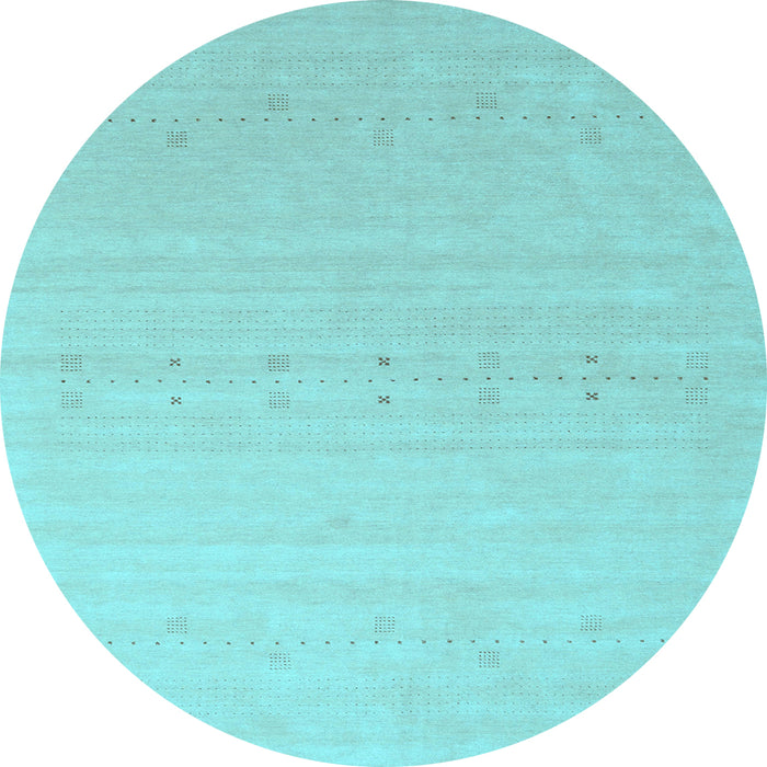 Round Machine Washable Solid Light Blue Modern Rug, wshcon2500lblu