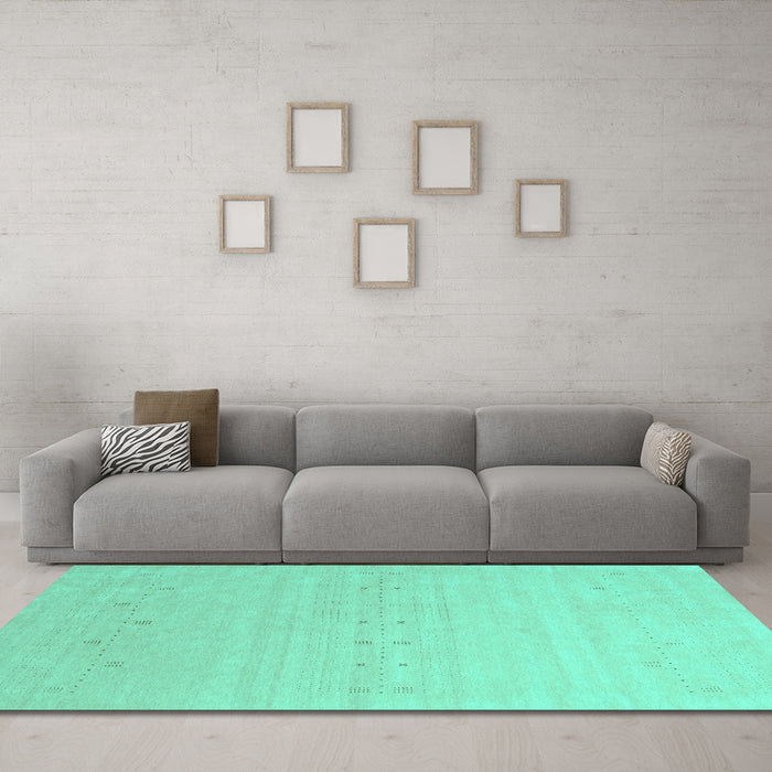 Machine Washable Solid Turquoise Modern Area Rugs in a Living Room,, wshcon2500turq