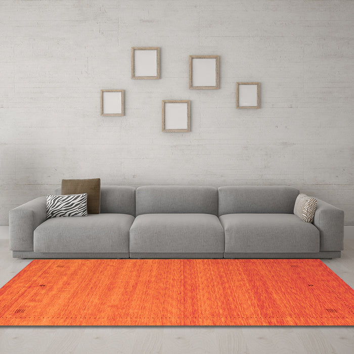 Machine Washable Abstract Orange Contemporary Area Rugs in a Living Room, wshcon2501org