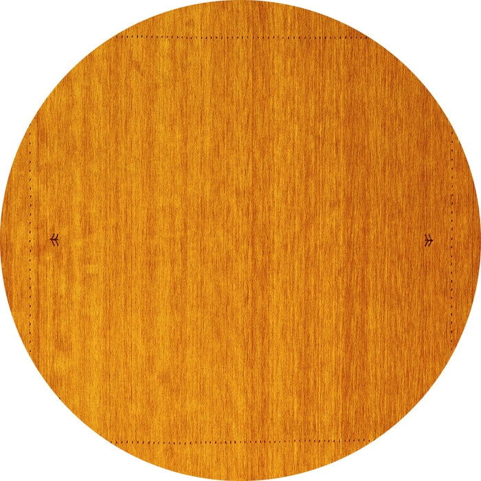 Round Abstract Yellow Contemporary Rug, con2501yw