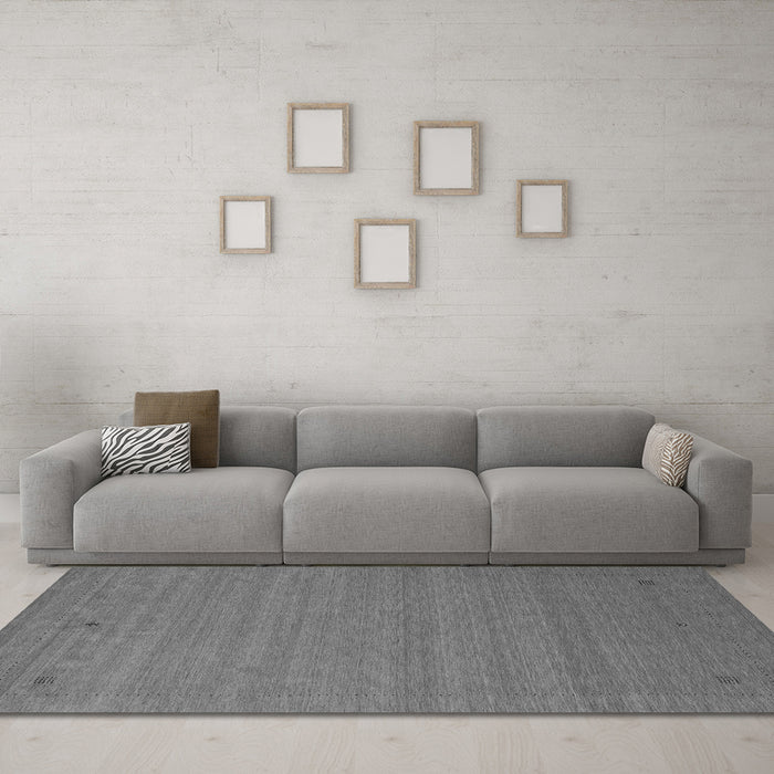 Machine Washable Abstract Gray Contemporary Rug in a Living Room,, wshcon2501gry