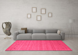Machine Washable Abstract Pink Contemporary Rug in a Living Room, wshcon2501pnk