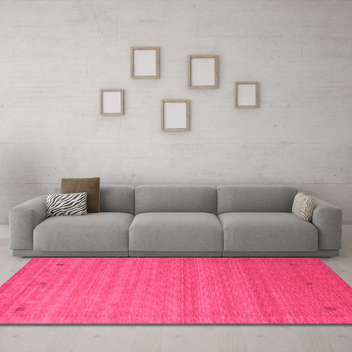 Machine Washable Abstract Pink Contemporary Rug in a Living Room, wshcon2501pnk
