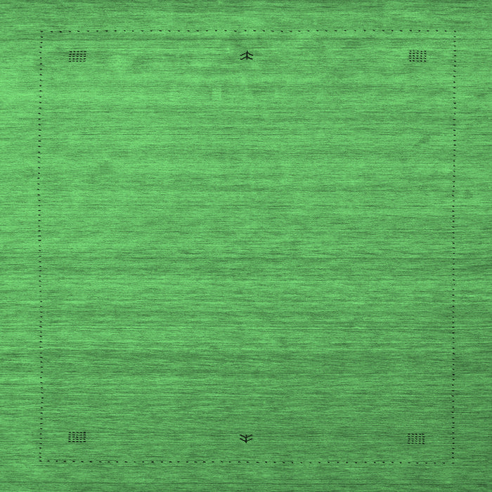 Square Machine Washable Abstract Emerald Green Contemporary Area Rugs, wshcon2501emgrn