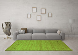 Machine Washable Abstract Green Contemporary Area Rugs in a Living Room,, wshcon2501grn