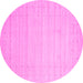 Round Machine Washable Solid Pink Modern Rug, wshcon2502pnk
