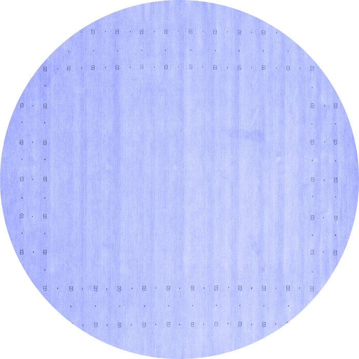 Round Machine Washable Solid Blue Modern Rug, wshcon2502blu