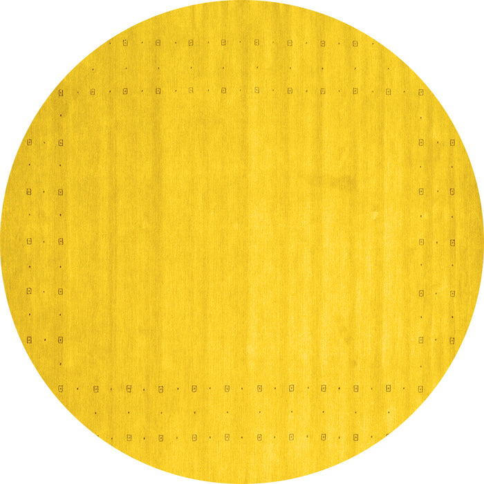 Round Solid Yellow Modern Rug, con2502yw
