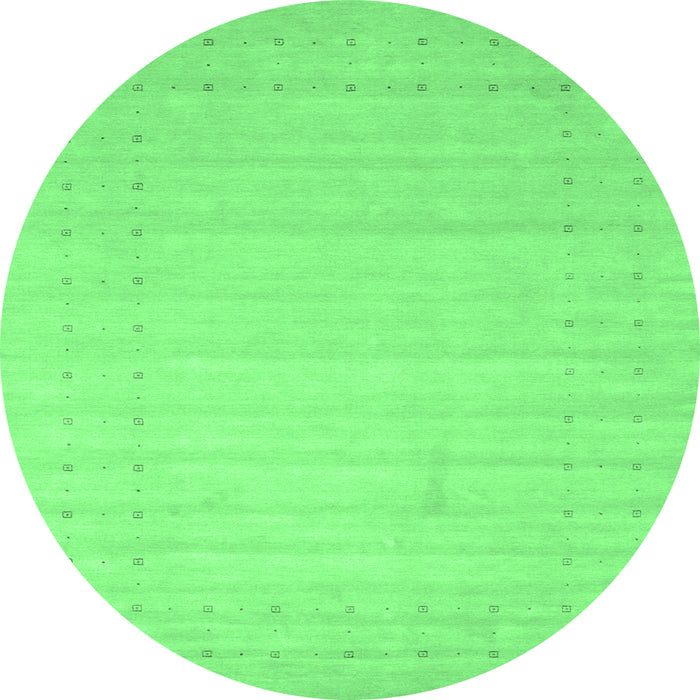 Round Machine Washable Solid Emerald Green Modern Area Rugs, wshcon2502emgrn