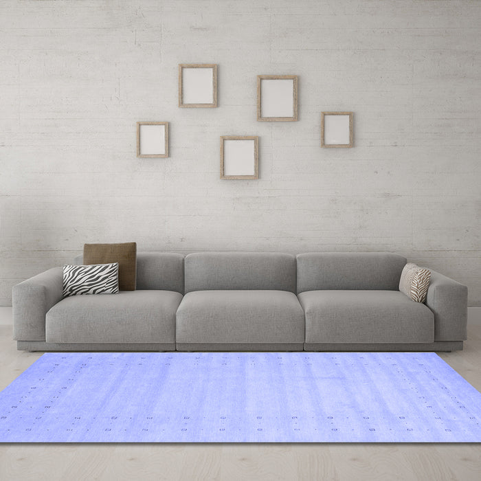 Machine Washable Solid Blue Modern Rug in a Living Room, wshcon2502blu