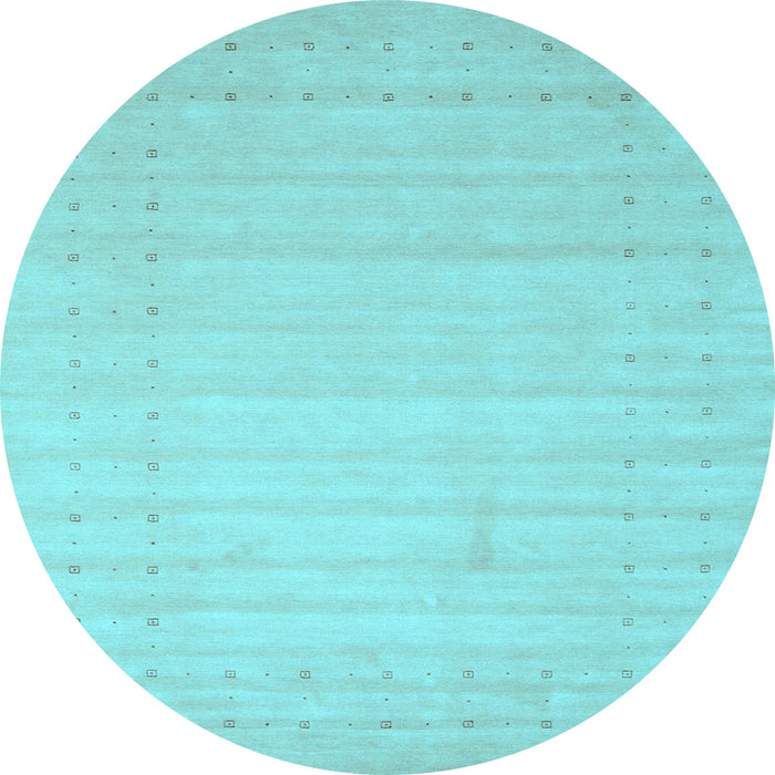 Round Machine Washable Solid Light Blue Modern Rug, wshcon2502lblu