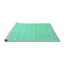 Sideview of Machine Washable Solid Turquoise Modern Area Rugs, wshcon2502turq