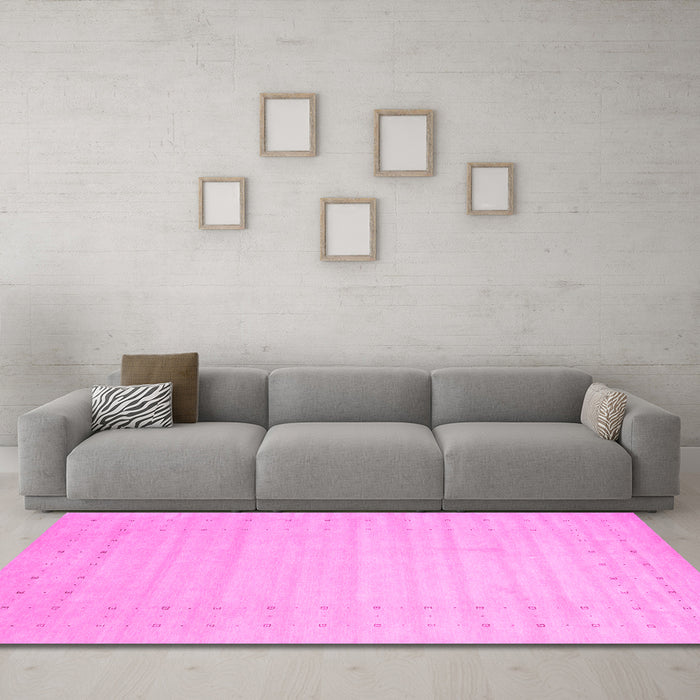 Machine Washable Solid Pink Modern Rug in a Living Room, wshcon2502pnk