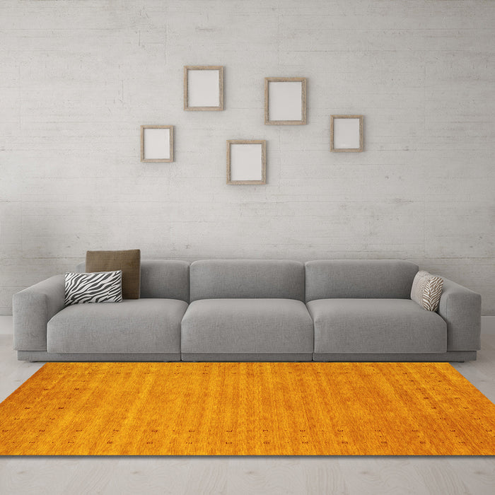 Machine Washable Abstract Yellow Contemporary Rug in a Living Room, wshcon2503yw