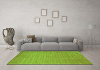 Machine Washable Abstract Green Contemporary Rug, wshcon2503grn