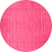 Round Abstract Pink Contemporary Rug, con2503pnk