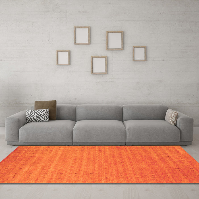 Machine Washable Abstract Orange Contemporary Area Rugs in a Living Room, wshcon2503org